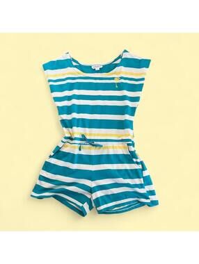 Exist Teal and White Striped Summer Romper